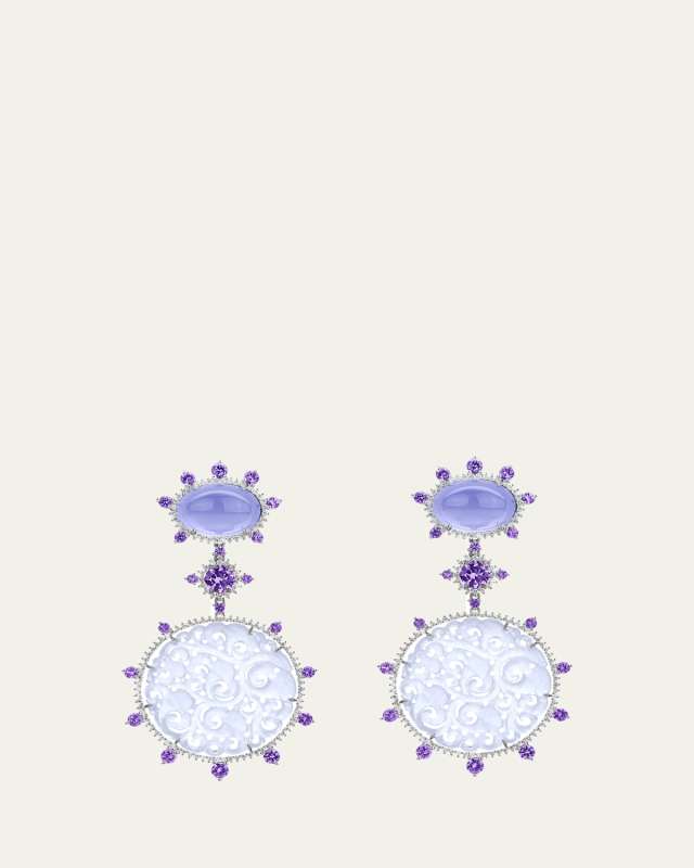 18K White Gold Icy Jade Dangle Earrings